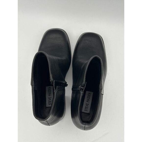 NWT Women’s Steve Madden Black Leather Platform Ankle Boots Sz 7.5M - Picture 7 of 8